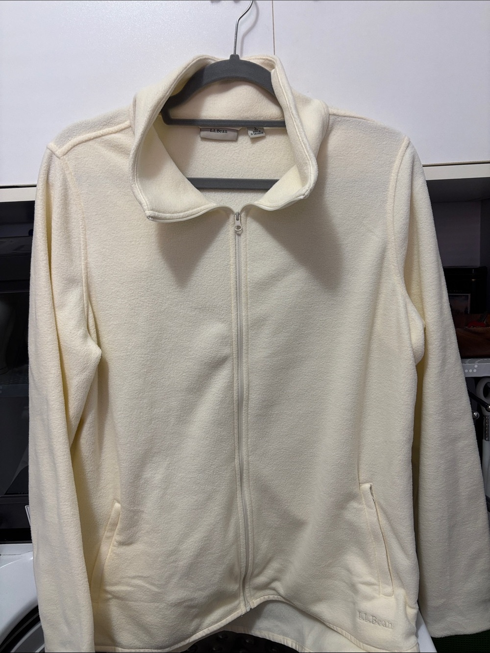 L L Bean Cream Full-Zip Teddy Fleece Jacket